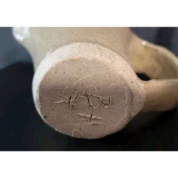 Studio Art Artisan Made Pottery Pitcher Signed Stoneware Hand Molded Pinched - Picture 6 of 8